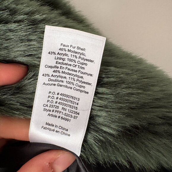 Aritzia Babaton Faux Fur Fritz Coat Jacket Emerald Green Size XXS - Picture 14 of 14
